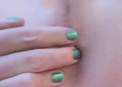 Trans babe fingers the brush asshole gone from