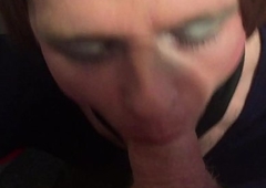AlexisBane UK British cocksucking TV battle-axe deep-throats cock added to has cum facial