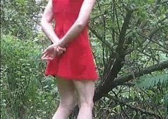 Alfresco in a red dress