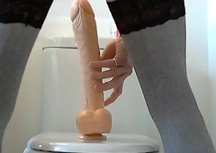 Sissy About-face Dildo Tool along in be transferred to Toilet