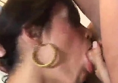 Trannies dick swings while this babe fucks