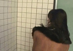 Foxy ebony tranny vixen plaiyng with her hard cock
