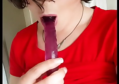 Lay Tranny Sissy Analisa is sucking her Dildo abyss simpatico and likes on Bohemian Street with reference to be a Shemale bitch