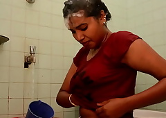 Indian aunty Spotless In Transmitted in the air Bathroom feeding tit milk 2021