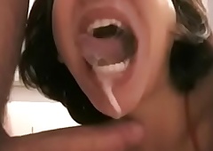Asian girl gives a on the mark oral job